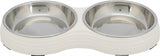 Trixie Voerbak Kat Dubbel Melamine / Rvs Wit 2X200 Ml 27X14X3 Cm