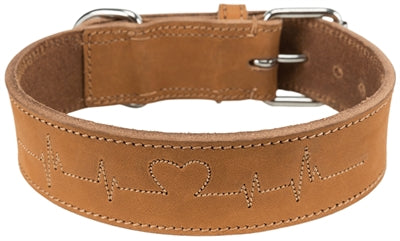 Trixie Halsband Hond Rustic Vetleer Heartbeat Bruin 55-65X4 Cm