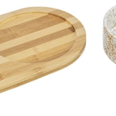 Trixie Set Voerbak / Waterbak Keramiek / Bamboe Wit / Natuur 2X300 Ml 30X6X15 Cm
